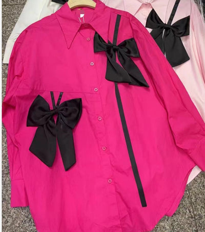 Blusa Elegante con Moño Tridimensional y Manga Larga Estilo Francés - Image 6