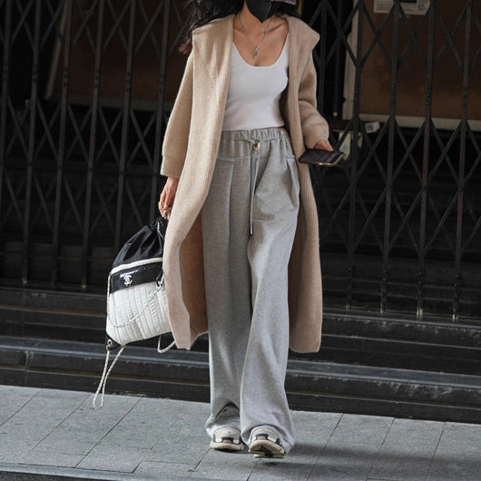 Cardigan Largo Tejido para Mujer con Capucha - Abrigo Tipo Trench - Image 23