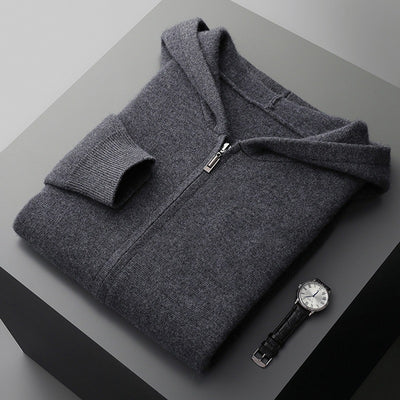 Cardigan Cashmere con Capucha para Hombre - Abrigo Casual Grueso con Cierre - Image 6