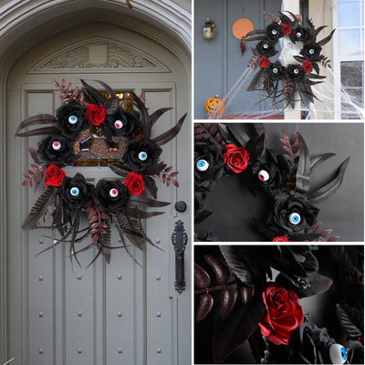Guirnalda de Rosas Artificiales y Ojos Terroríficos con Ramas Secas para Halloween - Image 2