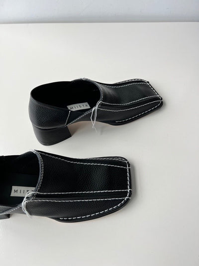 Zapato Retro Cuadrado Mujer Cuero Genuino Tacón Medio Grueso - Image 15
