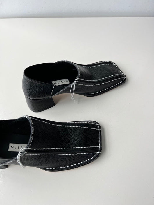 Zapato Retro Cuadrado Mujer Cuero Genuino Tacón Medio Grueso - Image 15