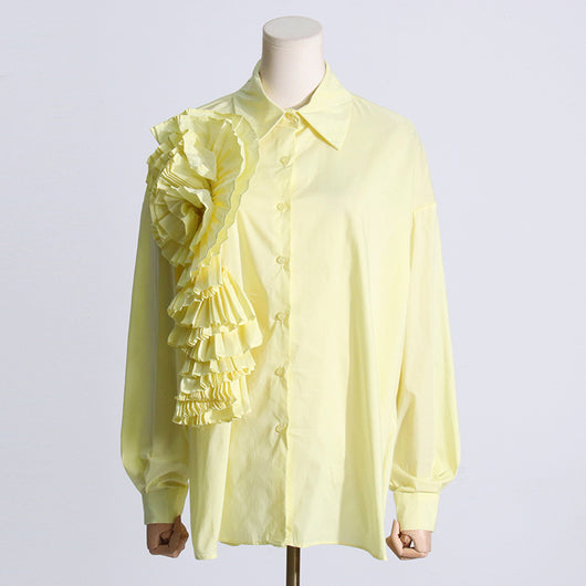 Blusa Casual con Flores Tridimensionales y Detalles de Volantes - Image 13