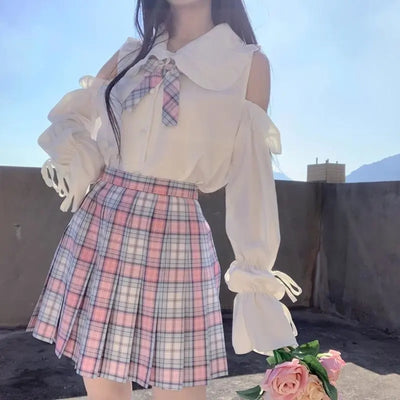 Uniforme Escolar Japonés con Falda y Blusa de Manga Abullonada - Image 5