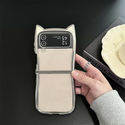 Funda Plegable para Teléfono con Orejas de Gato y Acabado Electrochapado Transparente - Image 6