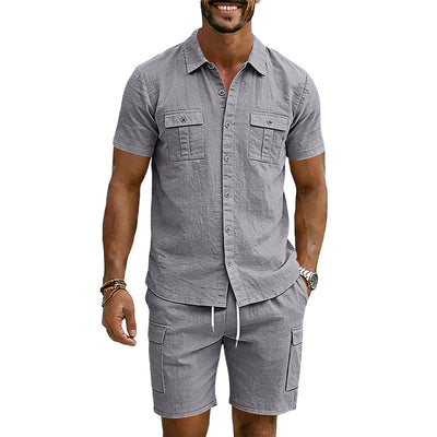 Conjunto Camisa Tipo Polo con Solapa y Shorts Multibolsillos - Image 7