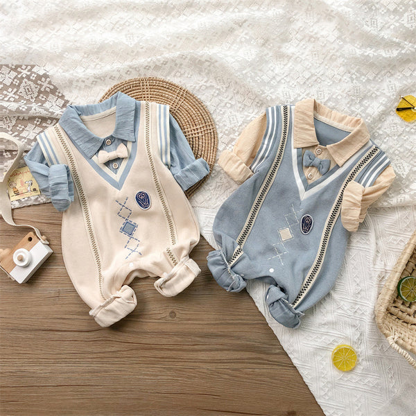 Mameluco Bebé Otoño Estilo Coreano Manga Larga para Niño Recién Nacido