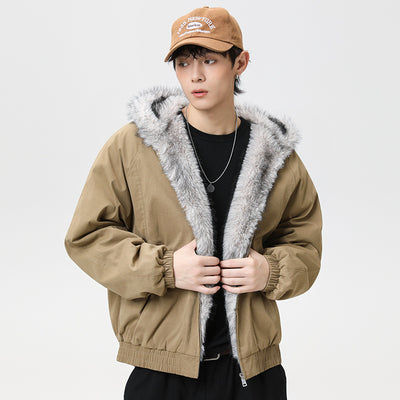 Chaqueta Acolchada de Algodón con Cuello de Forro Polar Retro para Hombre - Image 8