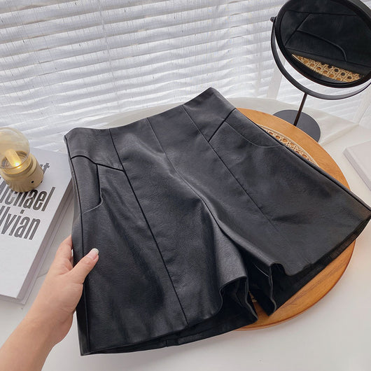 Pantalón de Cuero PU Cintura Alta Pierna Ancha Estilo Minimalista - Image 16