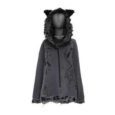 Sudadera con Capucha Desgarrada Dark Subculture - Image 5