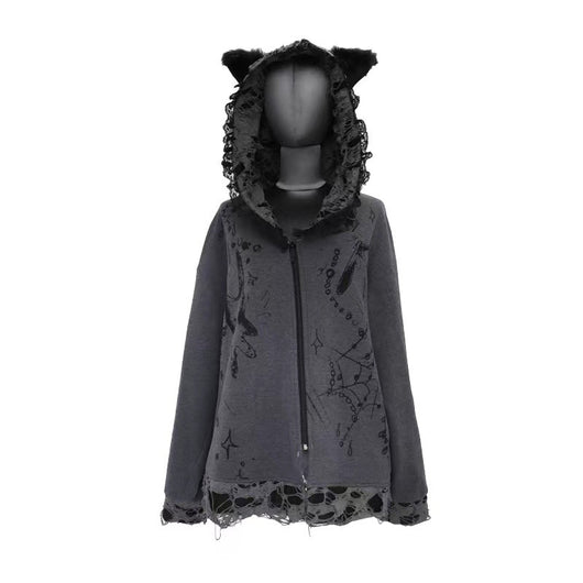 Sudadera con Capucha Desgarrada Dark Subculture - Image 5