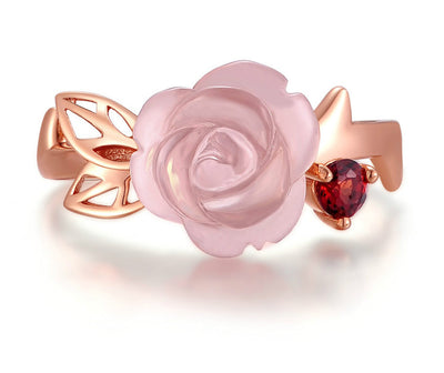 Anillo de Piedra Rosa Hibisco Artesanal para Mujer - Joyería Mayorista - Image 3