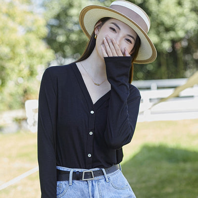 Cardigan de Protección Solar en Tencel Lyocell con Seda de Hielo para Mujer - Image 8