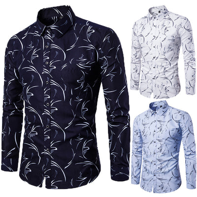 Camisa Estampada Manga Larga Slim Fit para Hombre - Image 9