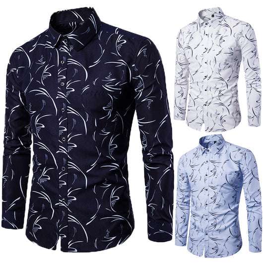 Camisa Estampada Manga Larga Slim Fit para Hombre - Image 9