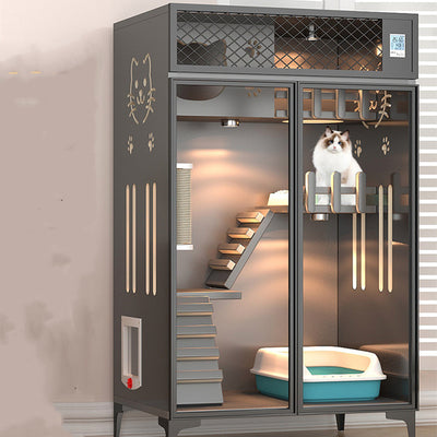 Casa Doble de Madera para Gatos con Diseño Moderno - Image 13
