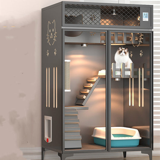 Casa Doble de Madera para Gatos con Diseño Moderno - Image 13