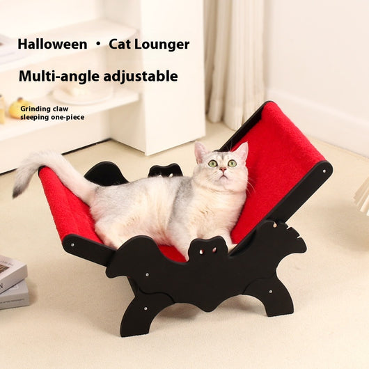 Reclinador para Gatos Murciélago Halloween Negro y Rojo