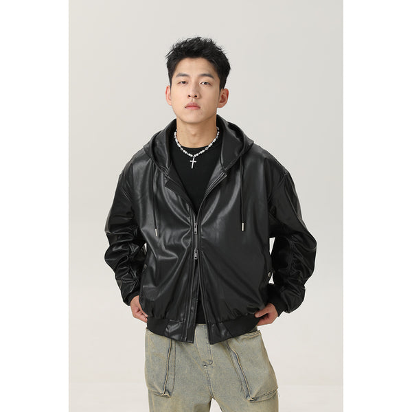 Chaqueta de Cuero PU Vintage para Motociclista