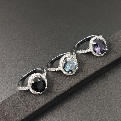 Anillo de Diamantes Zircón Redondo Lujo - Compromiso y Boda - Image 17