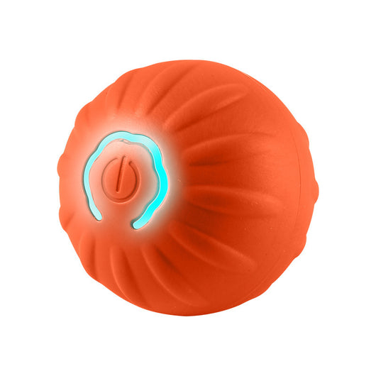 Orange pet jumping ball toy with a glowing blue power button, made from TPR material for dogs. - Image 5