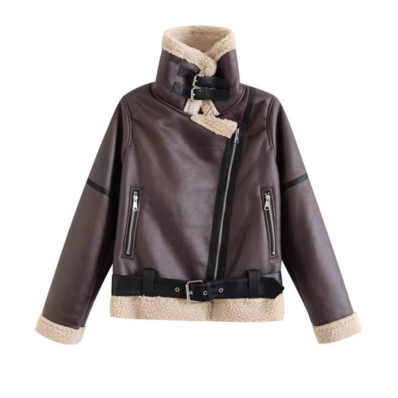 Chaqueta Cropped Estilo Biker para Mujer