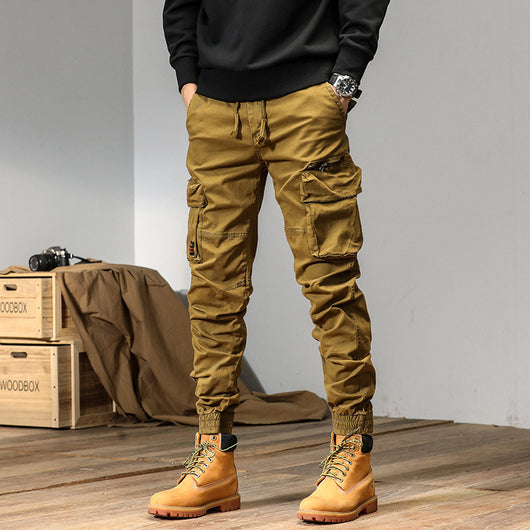 Pantalones Rectos Americanos con Múltiples Bolsillos y Detalles de Encaje - Image 4