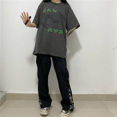 Camiseta Batik Vintage Verde Fluorescente con Estampado de Letras - Image 15