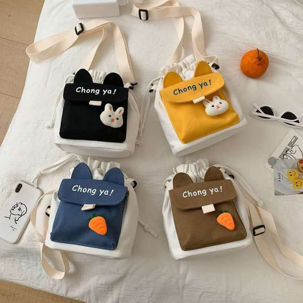 Bolsa Mensajera Escolar con Contraste de Colores - Estilo Cute para Estudiantes
