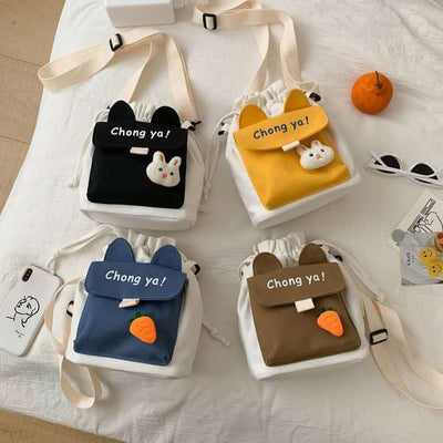 Bolsa Mensajera Escolar con Contraste de Colores - Estilo Cute para Estudiantes