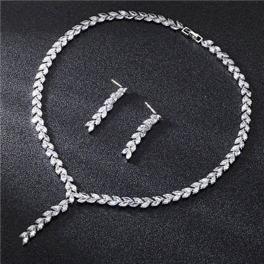 Set de Joyería Nupcial con Aretes y Collar para Boda