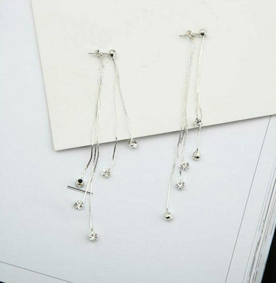 Aretes de Cuentas de la Suerte con Borla - 3 Hilos Delantero y Trasero - Image 7
