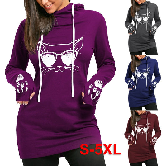 Vestido Sudadera Estampado Largo con Capucha