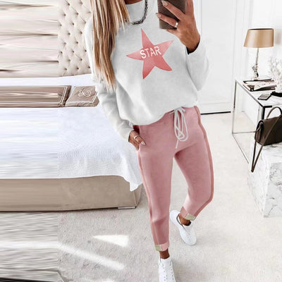 Traje Casual para Mujer con Estampado de Estrellas - Estilo Europeo y Americano - Image 2