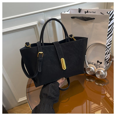 Bolsa Tote Minimalista de Alta Capacidad con Acabado Ante Retro - Image 12