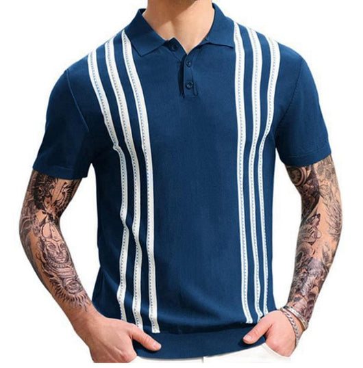 Polo Casual Manga Corta a Rayas para Hombre - Image 12