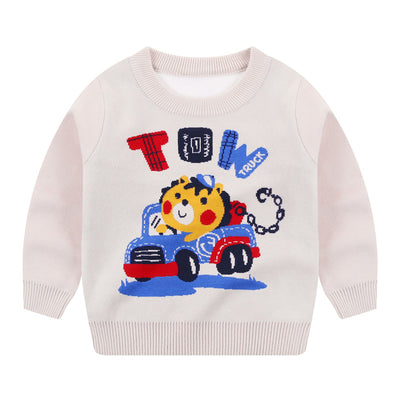Suéter Cálido con Diseño de Auto Caricatura para Niños - Image 6