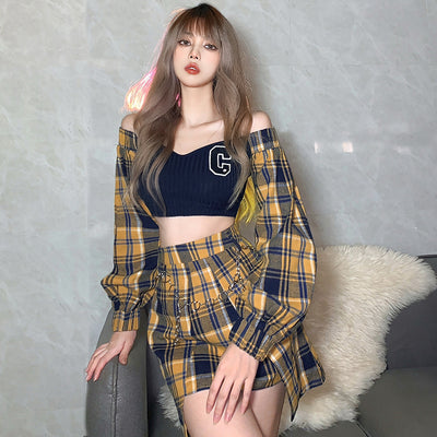 Conjunto Corto Estilo Retro Hot Girl - Traje de Moda - Image 13