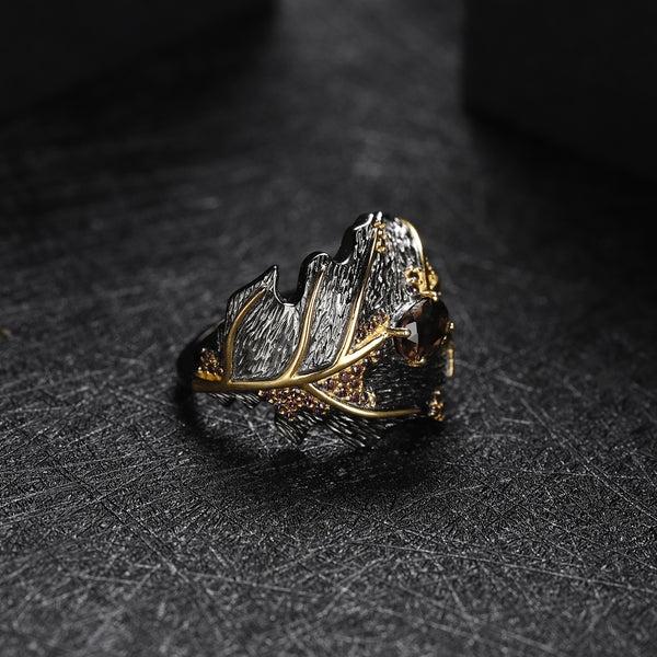 Anillo de Citrina Hoja en Plata 925 con Gema Incrustada - Image 4