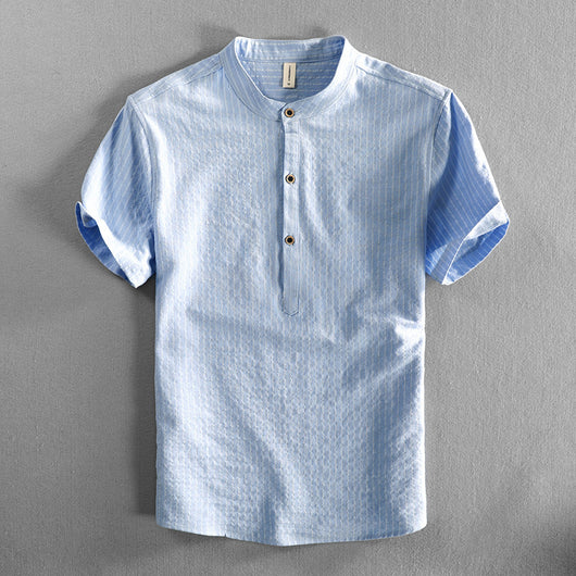 Camisa Casual Holgada de Manga Corta a Rayas para Hombre Talla Grande - Image 2