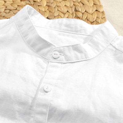 Camisa de Algodón y Lino Transpirable con Botones - Image 4
