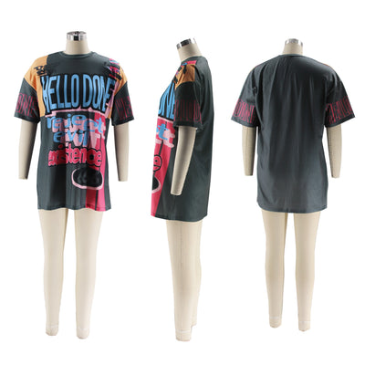Polera Cuello Redondo Oversized Letras Multicolor Estilo Urbano - Image 45