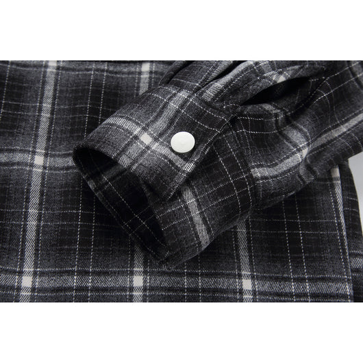Camisa de Trabajo Cuadros Retro Americana con Capucha para Hombre - Image 3