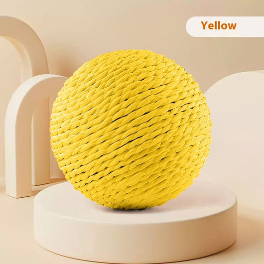 Oversized sisal ball cat toy in natural primary color, displayed on a light beige pedestal. - Image 9