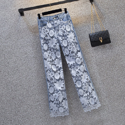 Pantalones Denim con Drapeado Patchwork para Mujer - Image 4