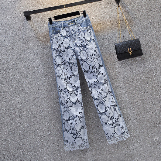 Pantalones Denim con Drapeado Patchwork para Mujer - Image 4