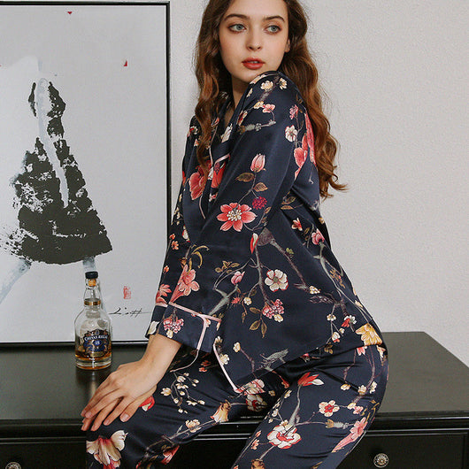 Pijama de Seda para Mujer - Manga Larga Primavera Verano Otoño - Image 11