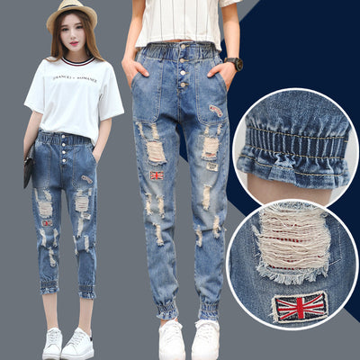 Jeans Sueltos de Cintura Alta con Cordón para Mujer - Image 9