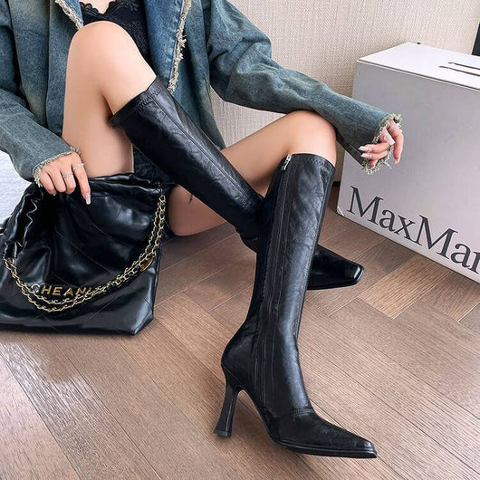Botas Retro de Tacón Alto Punta Afilada - Lujo Exclusivo para Mujer - Image 8