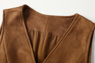 Chaleco Corto Gamuza Escote V Primavera - Versátil y Elegante para Mujer - Image 11